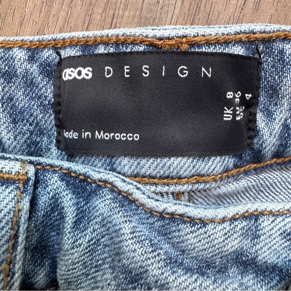 Asos Design High-Waist Acid Wash Denim Midi Skirt - Size US 4 - Picture 7 of 11